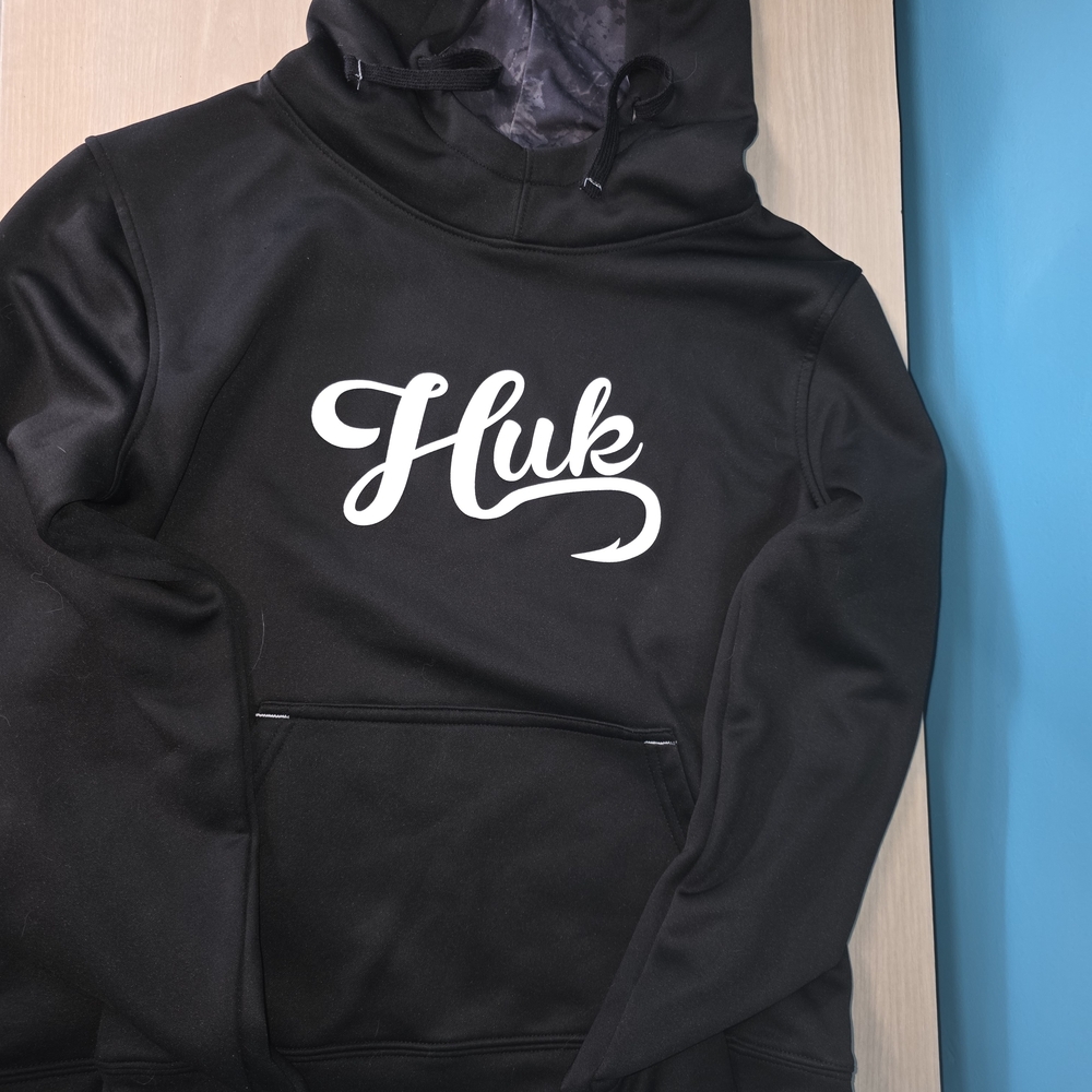 Like NEW- Never Worn. Huk Black Hoodie with White Logo
